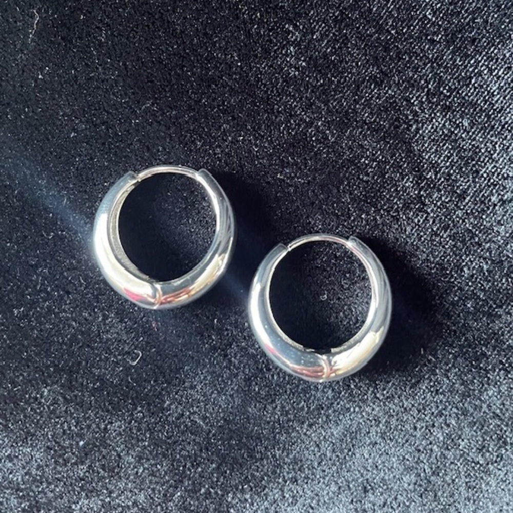 Small 925 Silver Chunky Hoop Earrings New
